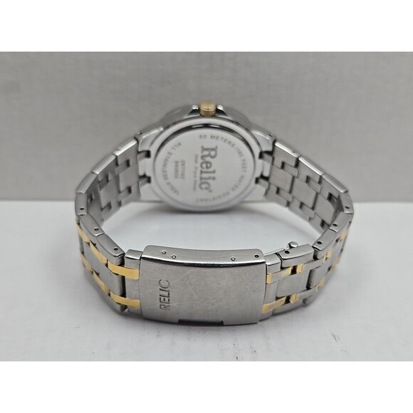 Relic by Fossil Gold Silver Two Tone Diamond Date Watch 50M Quartz New Battery - Picture 8 of 12